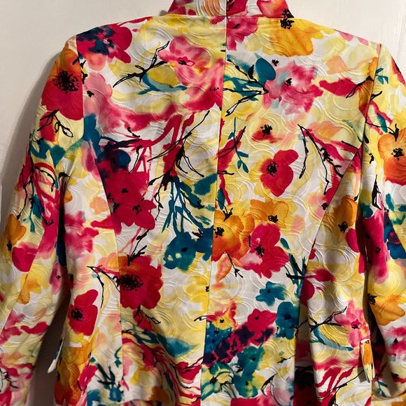 NWOT TEXTURED INVESTMENTS FLORAL LINED BLAZER SZ 6 - Picture 5 of 6